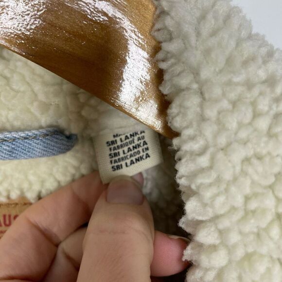 Levi’s Sherpa Women's Light Blue Fleece Collared Denim Jean Jacket Size Small S - Picture 3 of 9